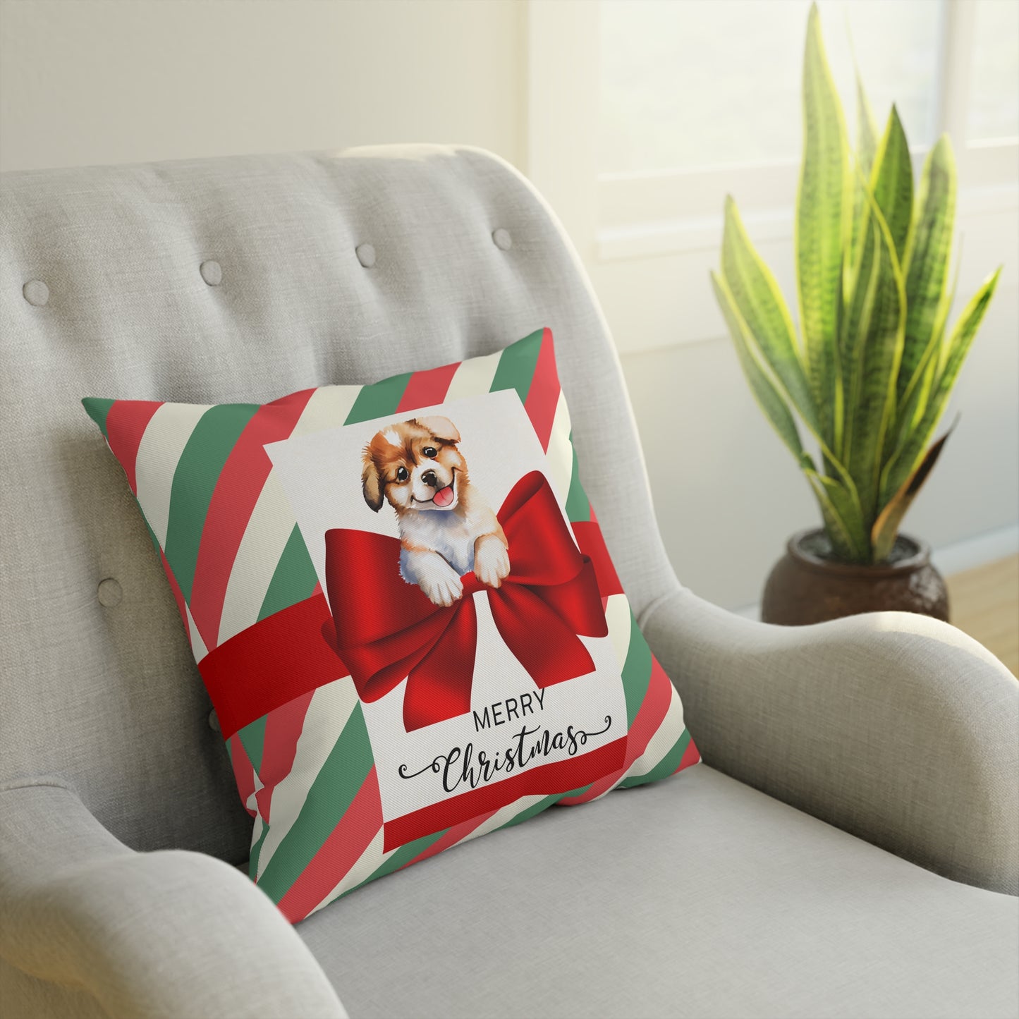 Puppy Gift Christmas Pillow