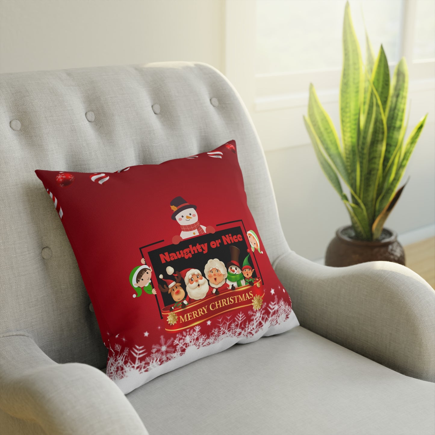 Naughty or Nice Christmas Pillow