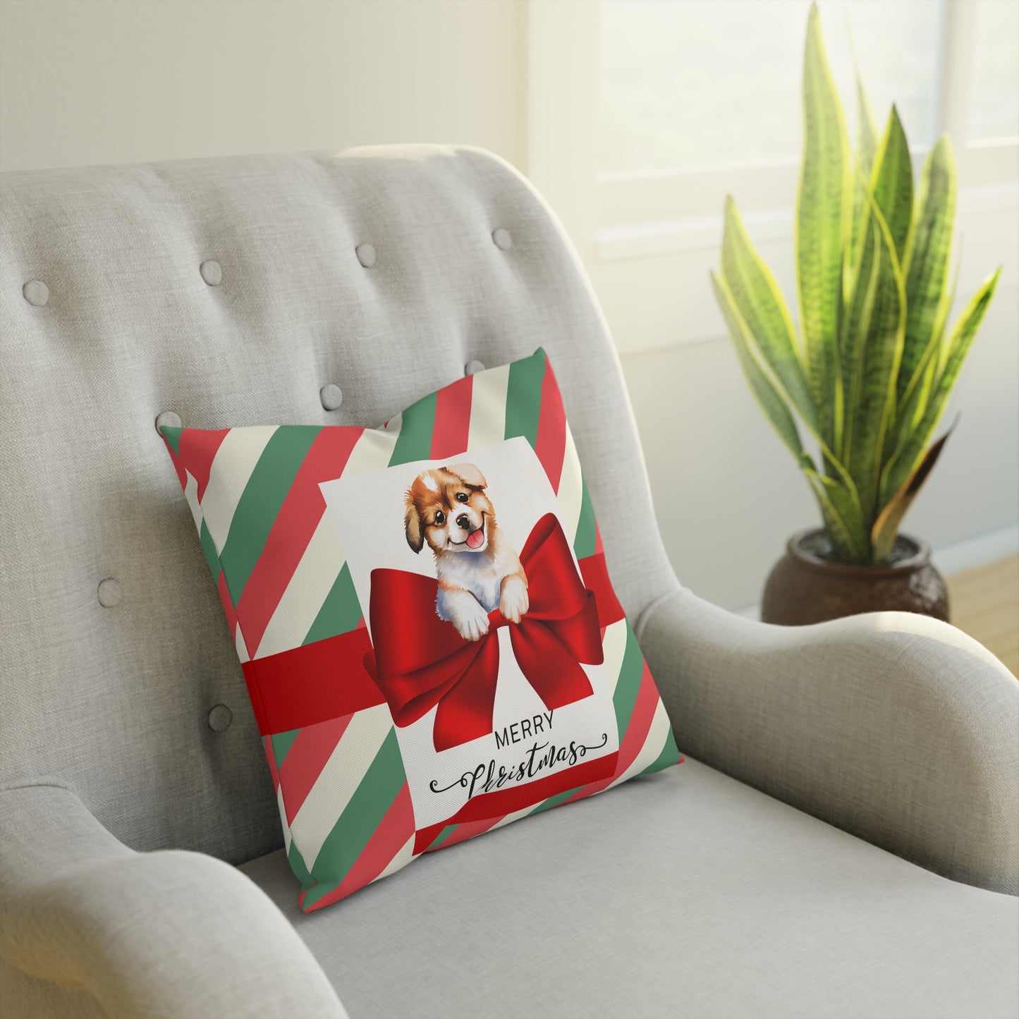 Puppy Gift Christmas Pillow