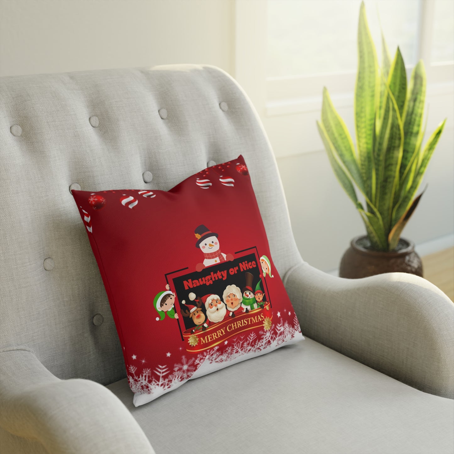 Naughty or Nice Christmas Pillow