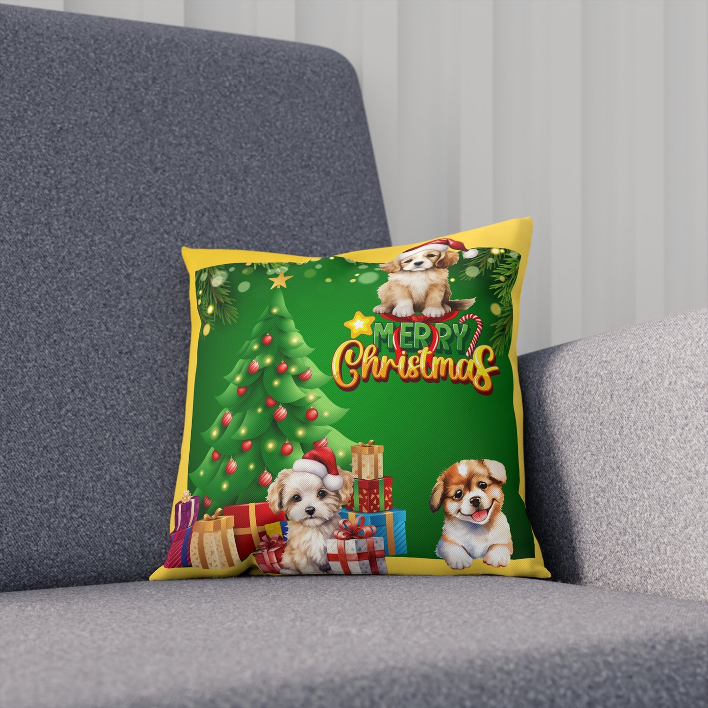 Puppy Christmas Pillow