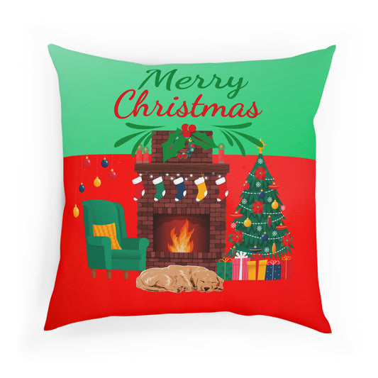 Fireplace Christmas Pillow