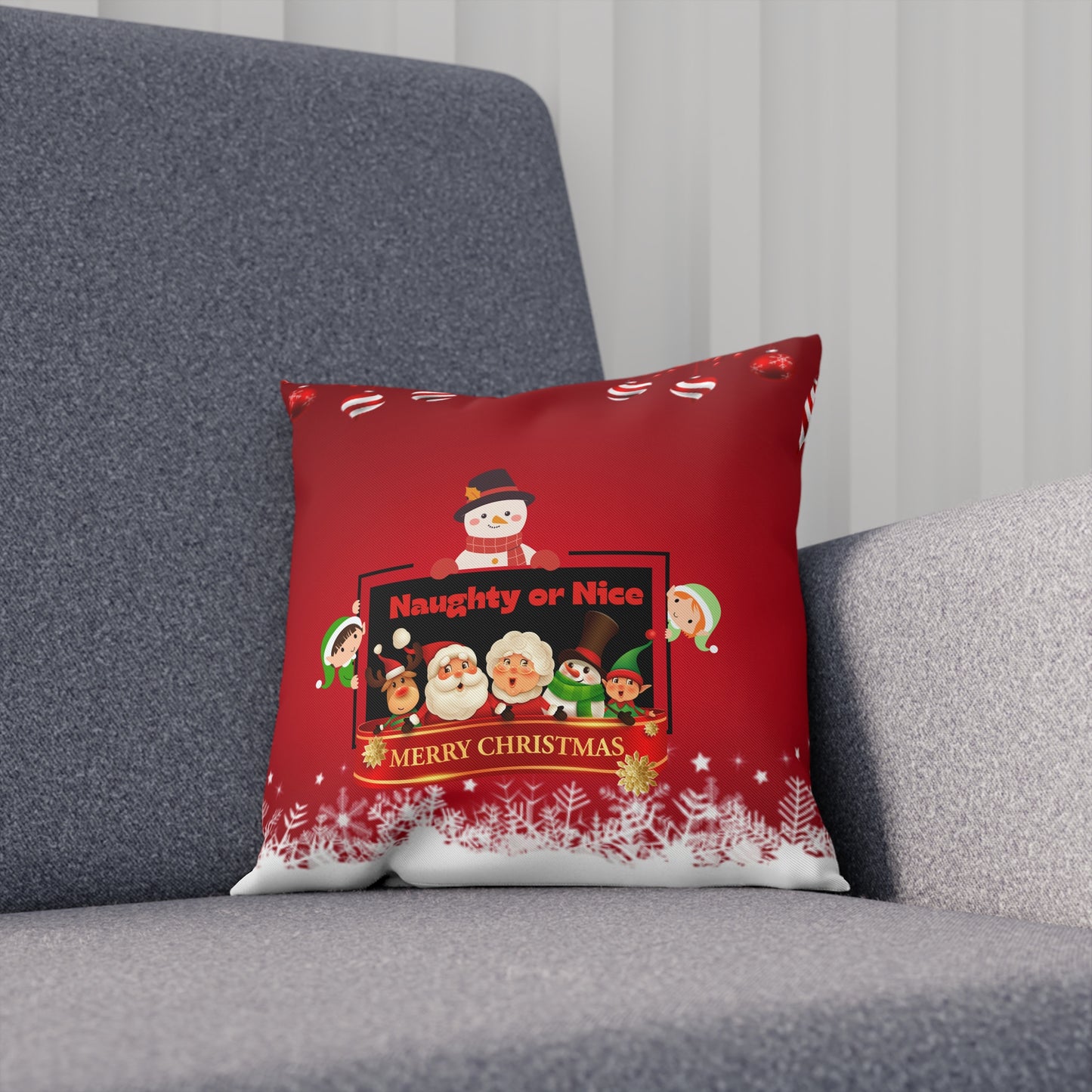 Naughty or Nice Christmas Pillow