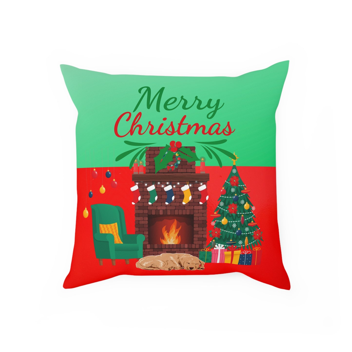 Fireplace Christmas Pillow