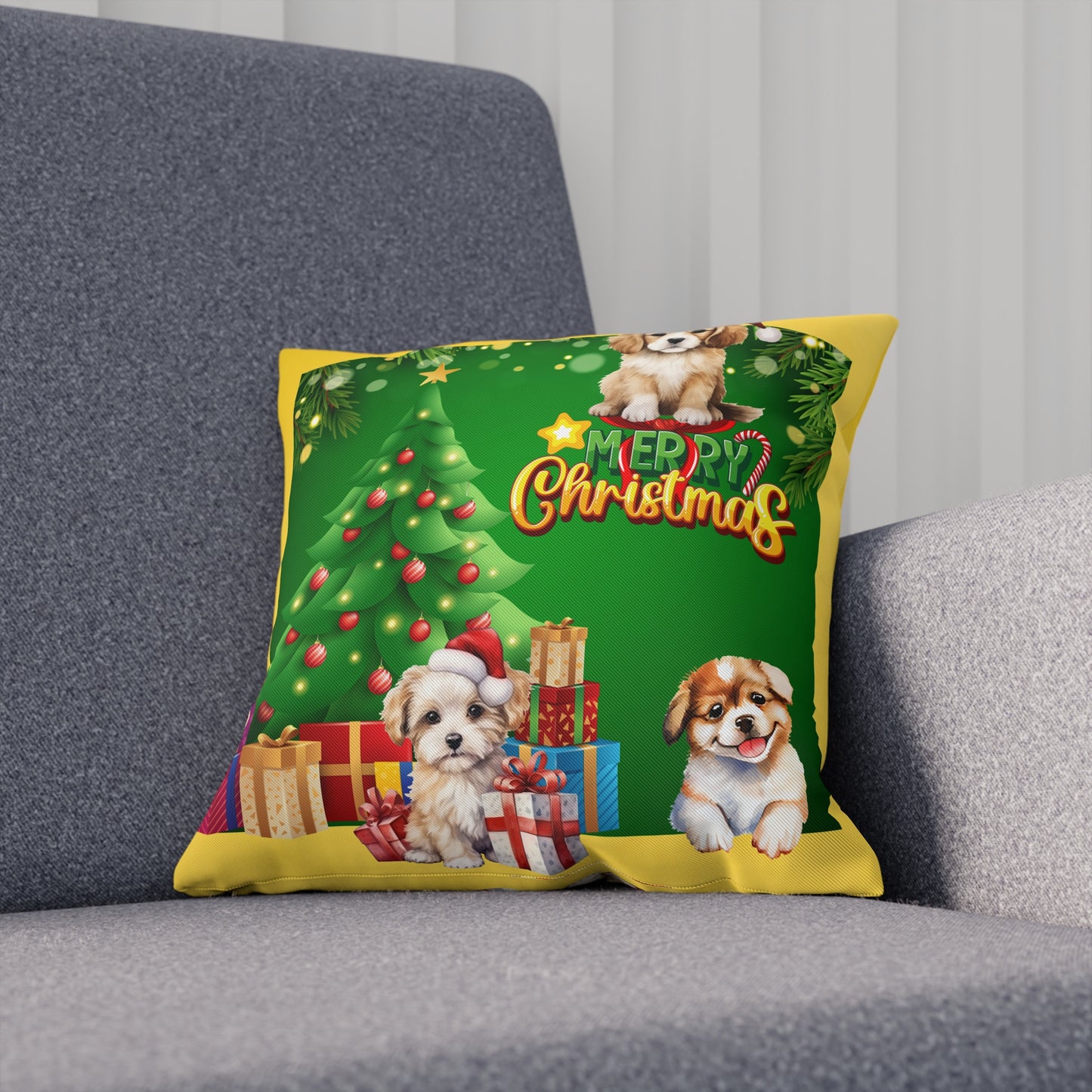 Puppy Christmas Pillow