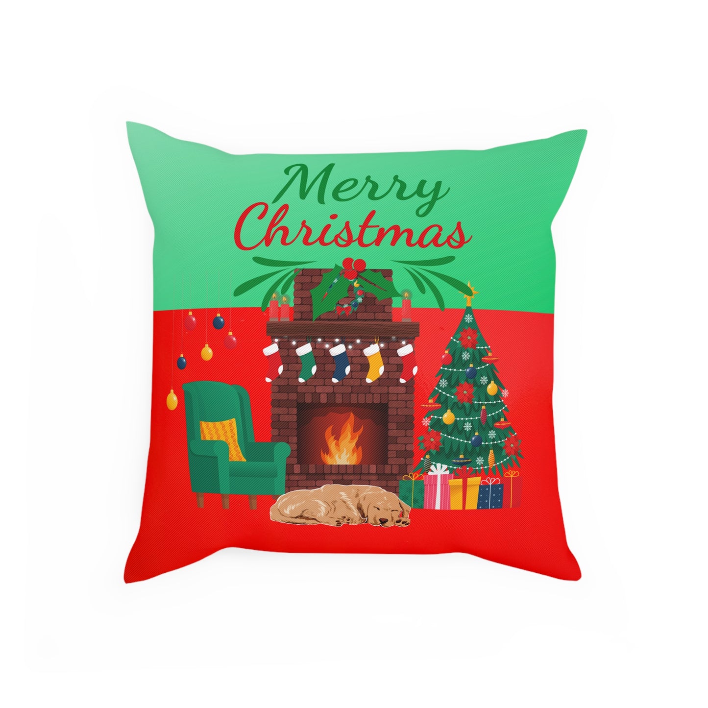 Fireplace Christmas Pillow