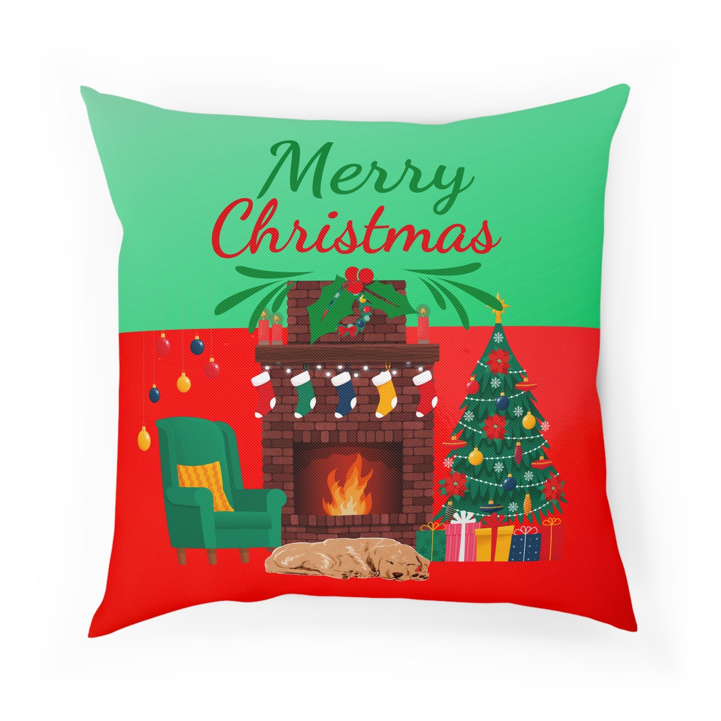 Fireplace Christmas Pillow